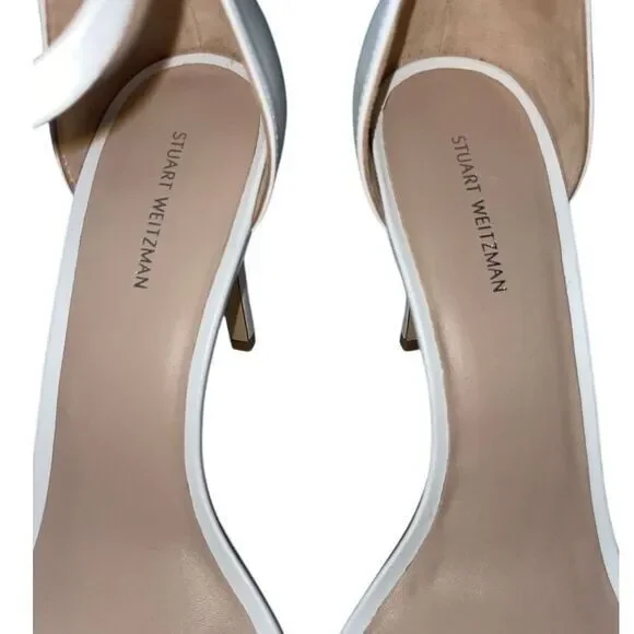 Stuart Weitzman NWOB Amelina 4 inch Leather Heels SandalsWhite Leather Size 12